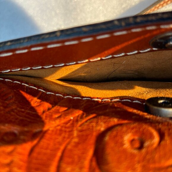 Patricia Nash Tooled Embossed Brown Leather Handbag - Picture 6 of 10